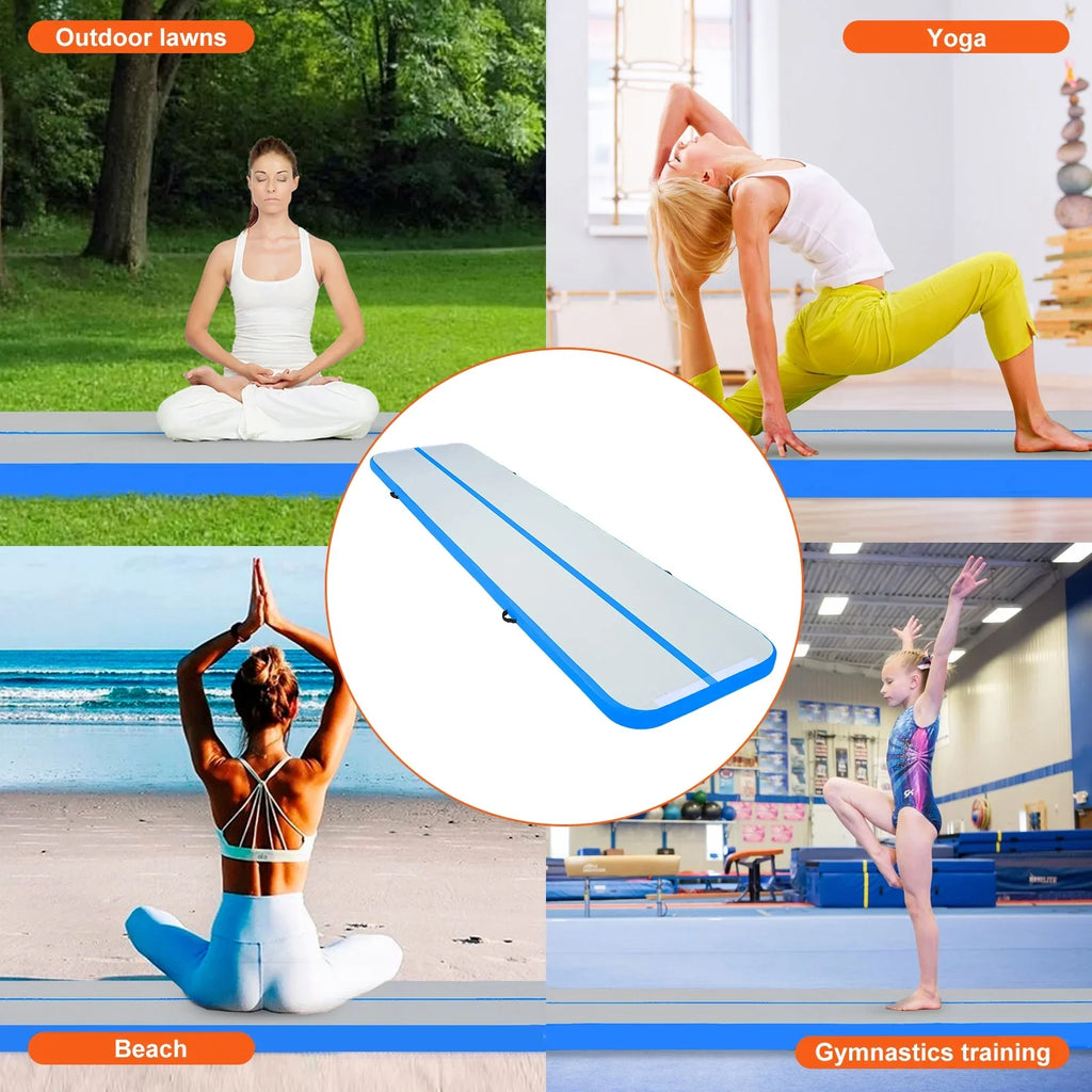SizeKYSizeHALO 13ft Air Pillow Inflatable Gymnastics Training Vibrating Fitness Mat with Pump