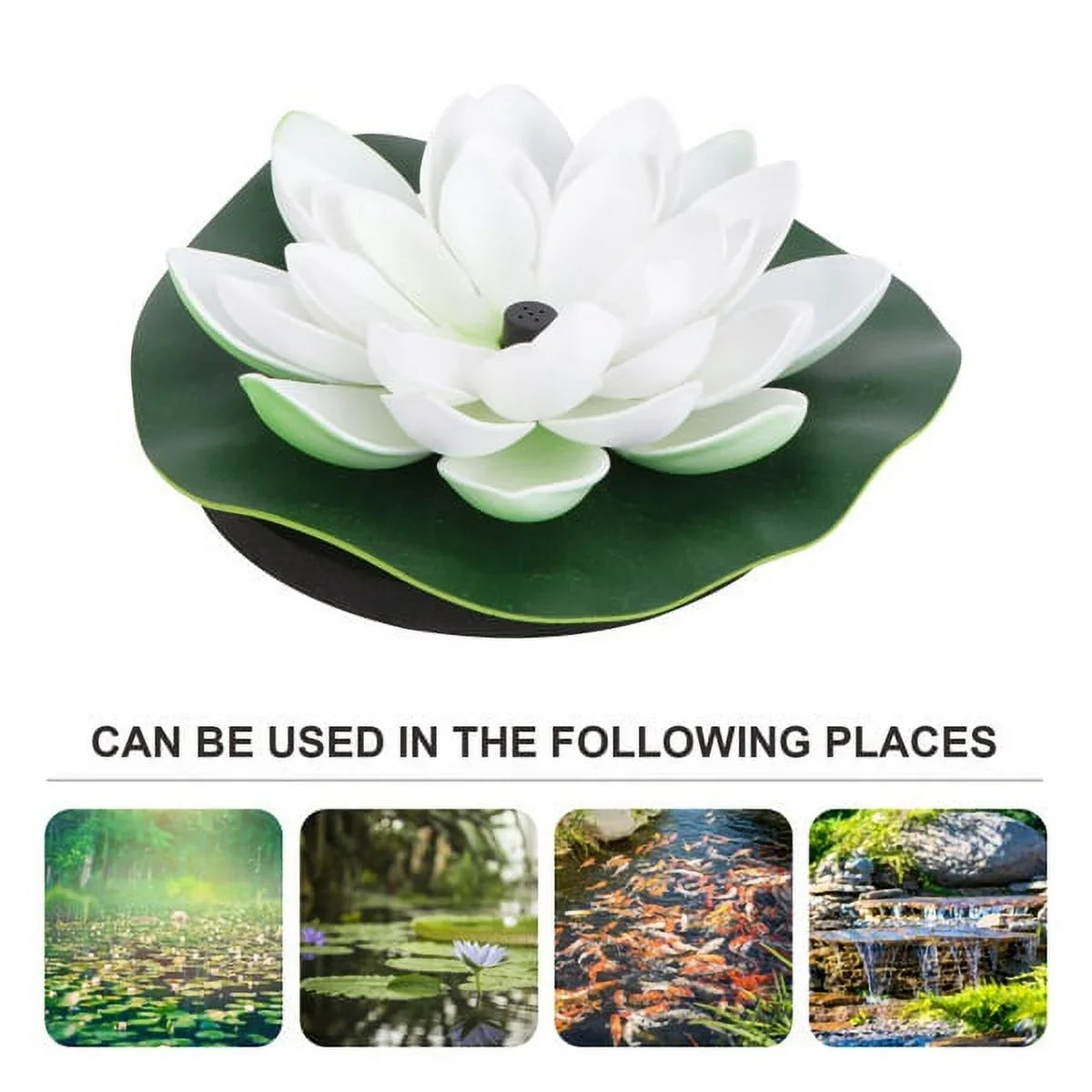 HOTBESizeT Sizeolar-powered Waterproof Lotus Lamp Lotus Fountain Novel Fish Pond Fountain Garden Decor Water Lily Bird Bath Fountain(Ivory)