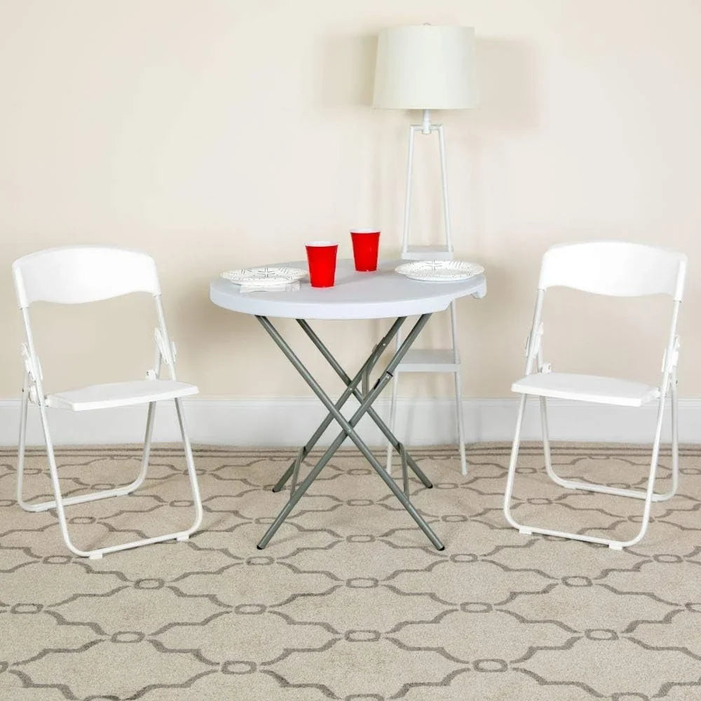 2 Pack HERCULESize Sizeeries 500 Lb. Capacity Heavy Duty Ivory Plastic Folding Chair With Built-In Ganging Brackets