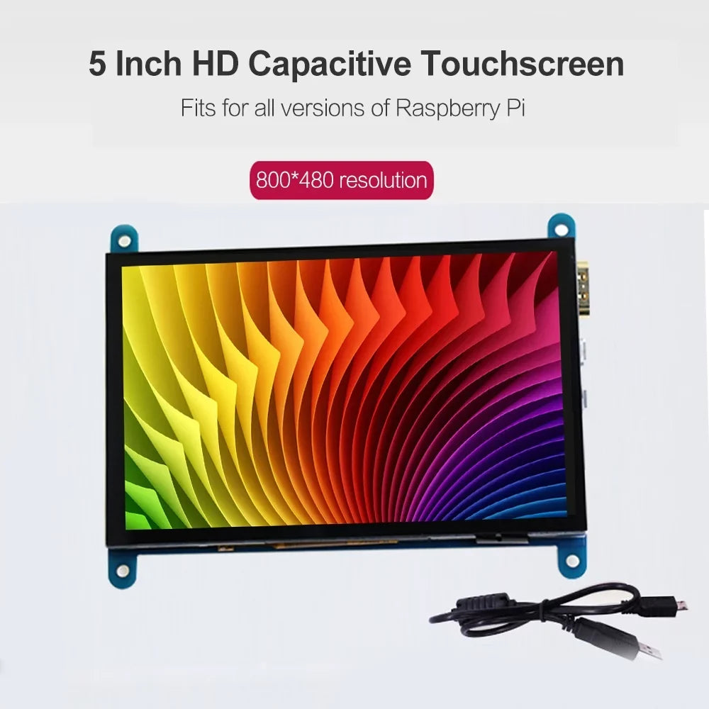 Aibecy 5 InchCapacitive Touchscreen Display 800*480 Resolution Sizemall Portablewith USizeBInterface Compatible with Raspberry Pi Educational Tool