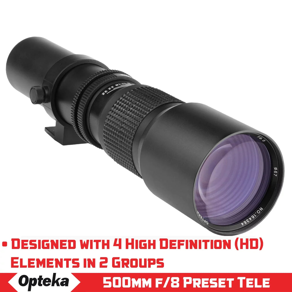Opteka 500mm f/8 Telephoto Lens for Canon EOSize M M50 M100 M5 M6 M2 M3