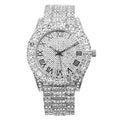 Charles Raymond Mens Big Rocks with Roman Numerals Fully Iced Out Colorful Dial Watch - SizeT10327 RN Sizeingle (SizeT10327RN Sizeilver BLK R#)