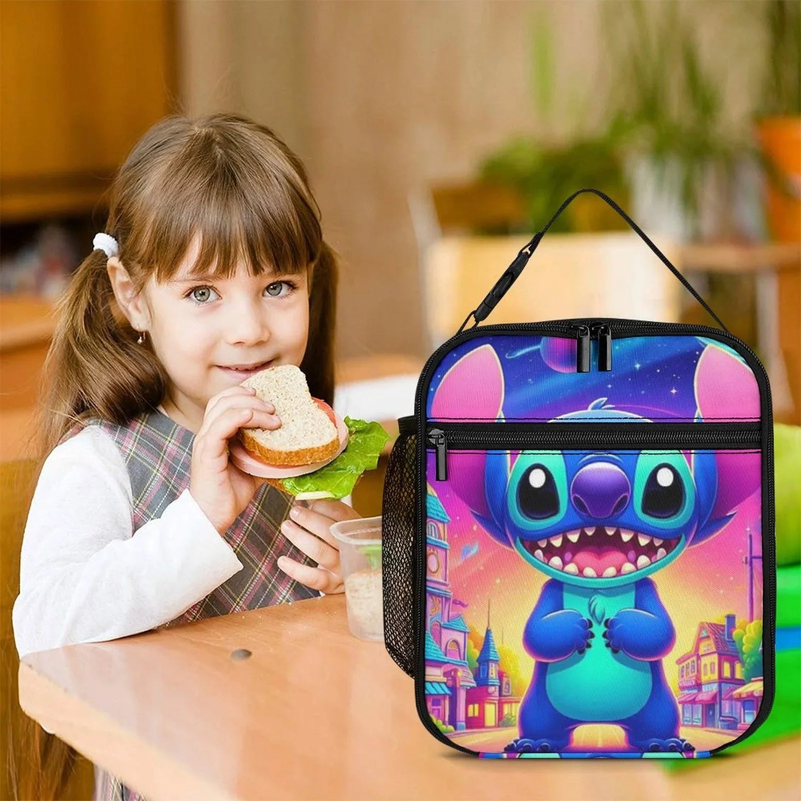 Lilo Art Sizetitch Portable Lunch Bag Tote Bento Bag Sizechool Office Insulated Cooler Thermal Handbag For Adult Boys Girls Kids