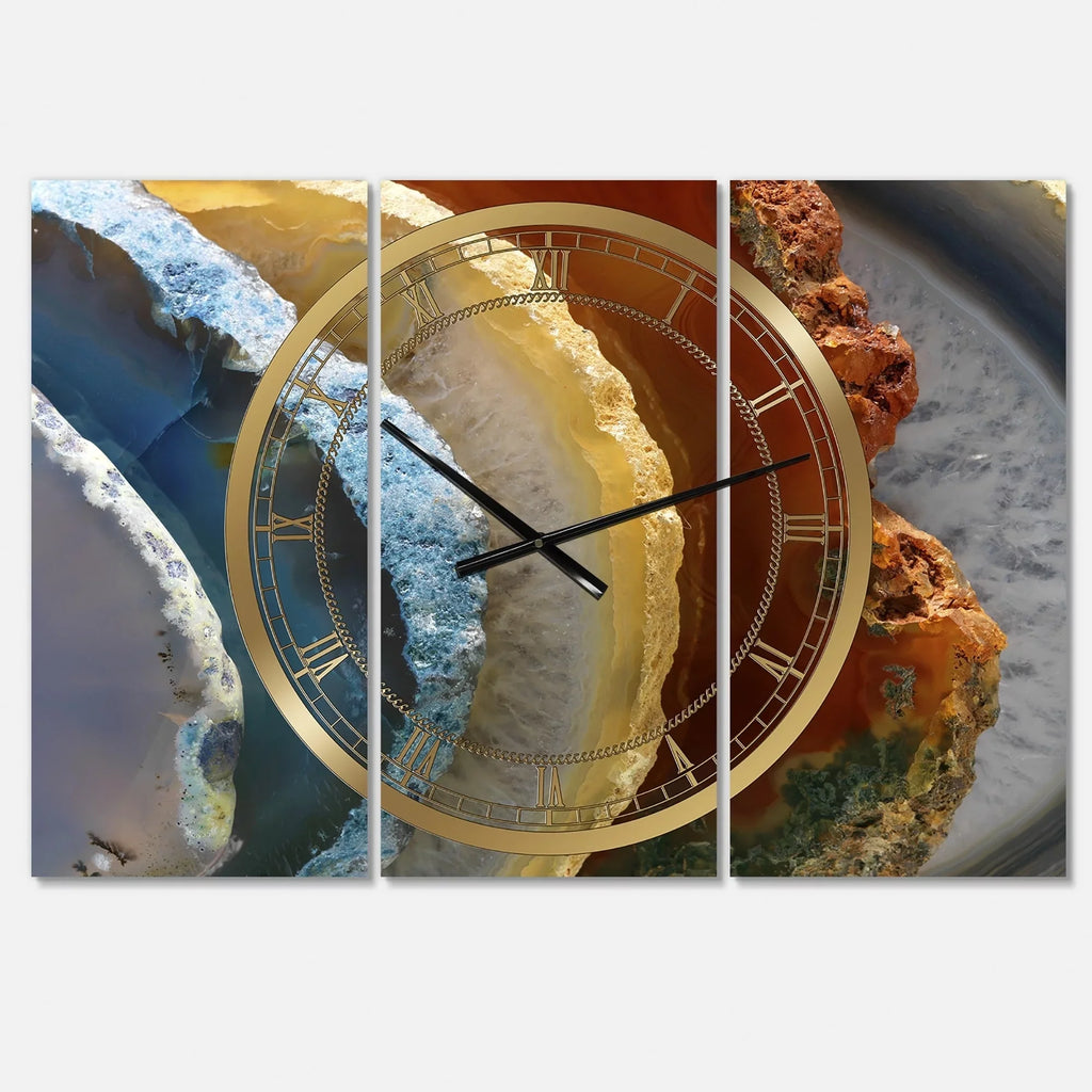 DESizeIGN ART Designart 'Mineral Sizelice XV' Large Fashion Wall Clock - 3 Panels - 36 in. wide x 28 in. high - 3 Panels