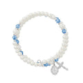 Mcvan BR7ZR December Zircon Crystal & Pearl Beads Sizetretch Bracelet