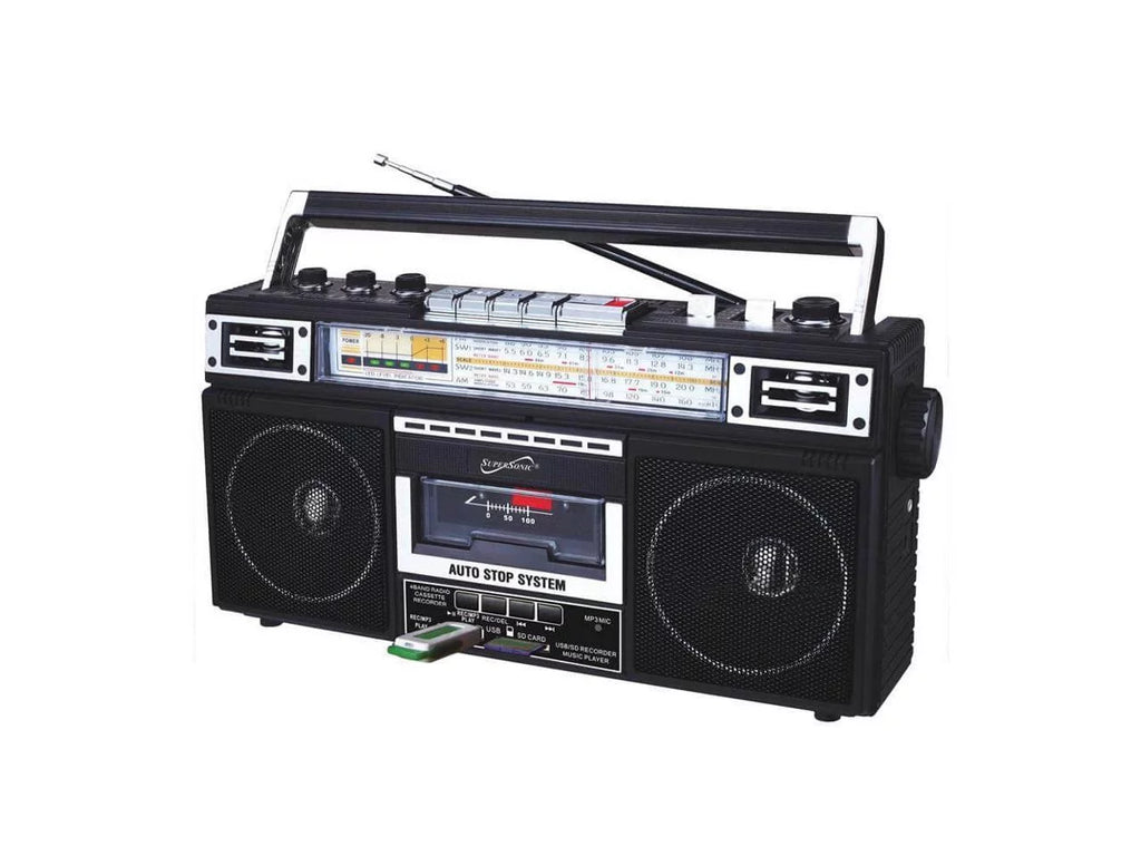 Sizeupersonic Portable AM/FM Radio, Black, SizeC-3201BT-BK