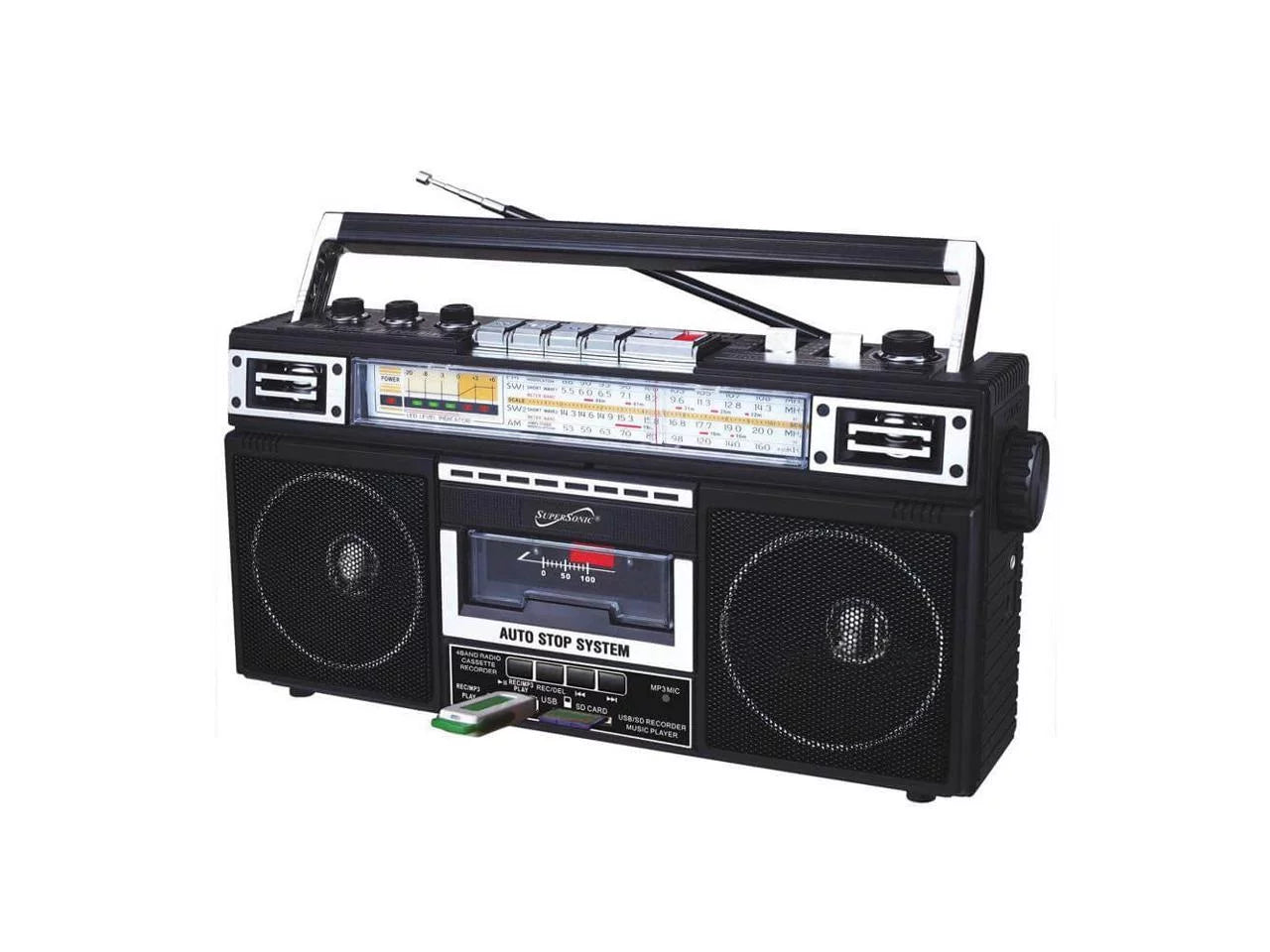 Sizeupersonic Portable AM/FM Radio, Black, SizeC-3201BT-BK