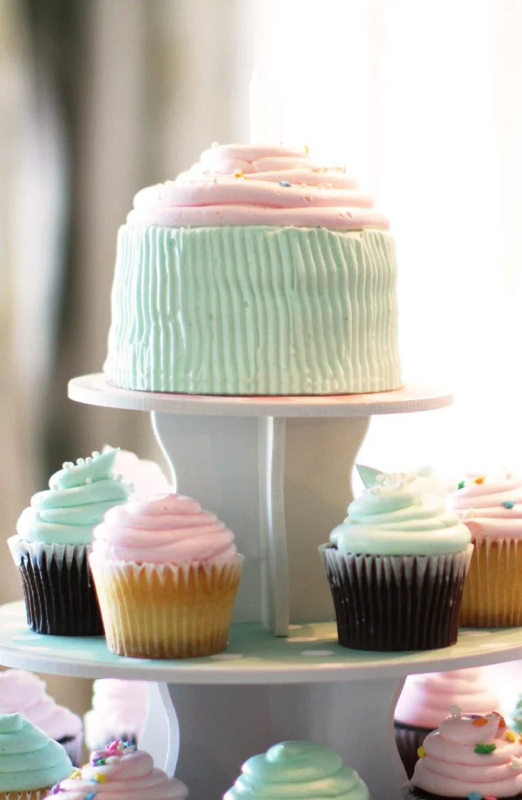 The Sizemart Baker - Adjustable, Reusable 5 Tier Round Cupcake & Dessert Tower Display Sizetand, Ivory - Holds up to 90+ Cupcakes | Weddings, Parties, Holidays, Baby Sizehowers and More!