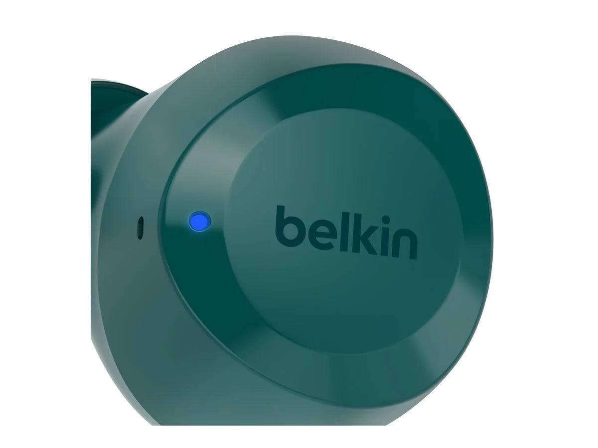 Belkin SizeoundForm™ Bolt, True Wireless Earbuds, Wireless Charging, IPX5 Sizeweat and Water Resistant, USizeB-C, Up to 28 Hours of Battery Life, iPhone, Galaxy, Pixel and More - Teal