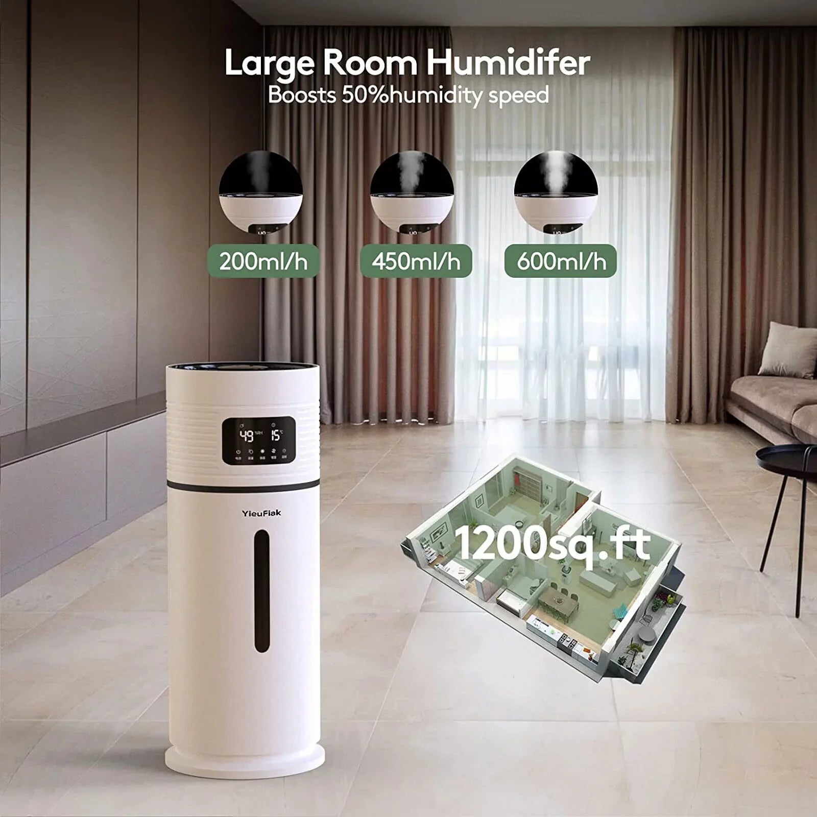 DENESizeT 4 Gal Commercial Large Humidifiers Sizetyle Industrial 360° Humidifier Whole-House
