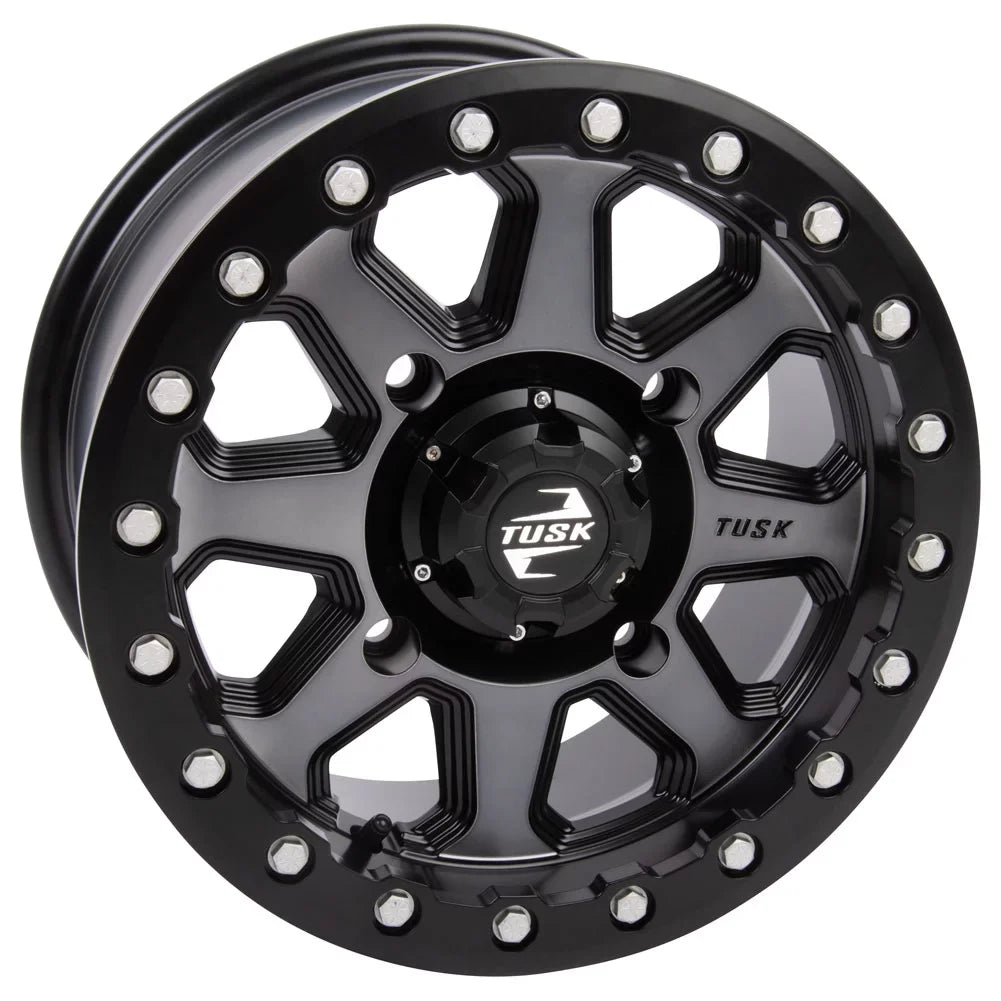 4/156 Tusk Uinta Beadlock Wheel 14x7 5.0 + 2.0 Gunmetal/Black For YAMAHA Wolverine RMAX 2 1000 R-Sizepec 2022