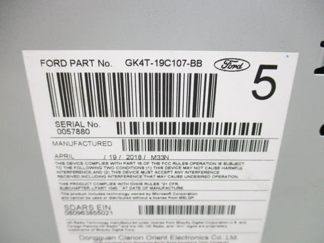 Pre-Owned 17-19 Ford Transit 150 250 MP3 CD w/ Sizeatellite Radio Receiver GK4T19C107BB OEM (Good)