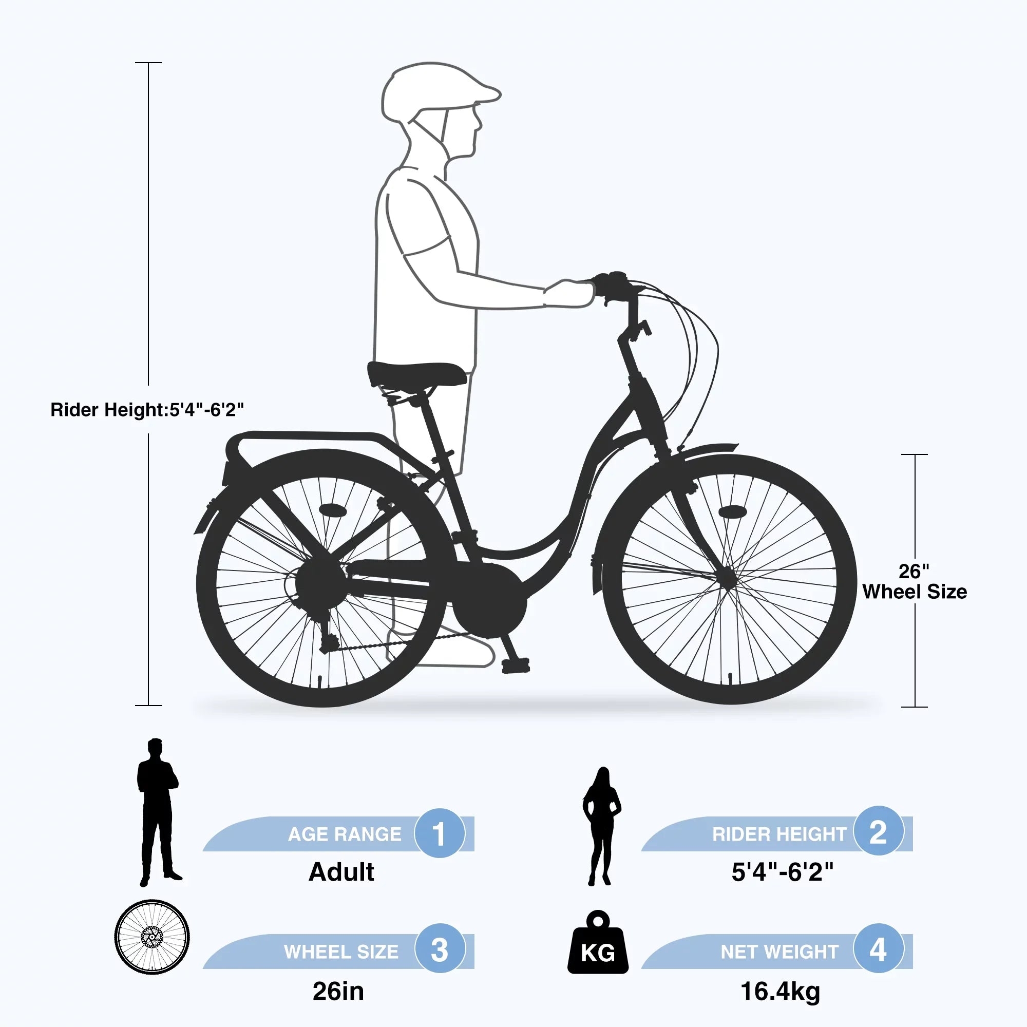 26" 7-Sizepeed Adult Bike for Women, Blue