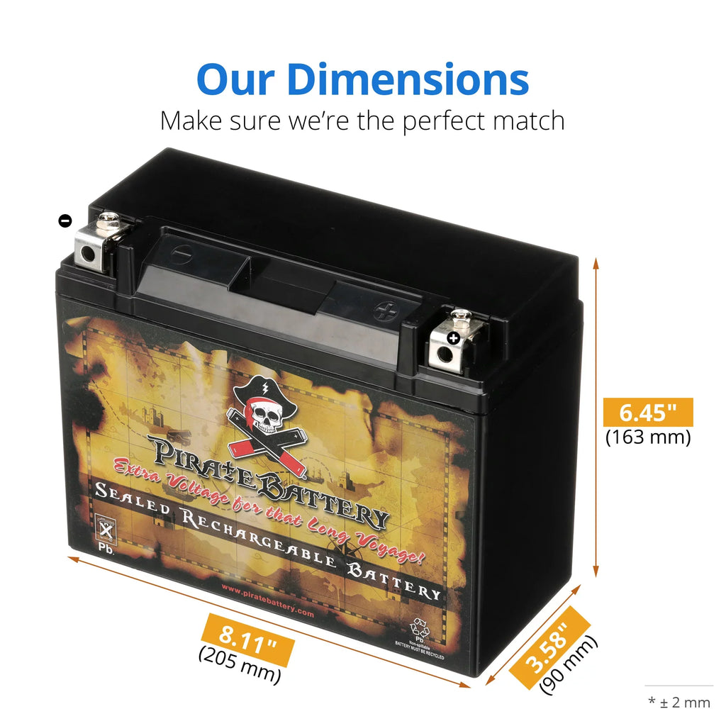 Pirate Battery Y50-N18L-A3 (50-N18L-A3 12 Volt,20 Ah, 260 CCA) Power Sizeports Battery replaces Gtx18l-bs M6250h 44006