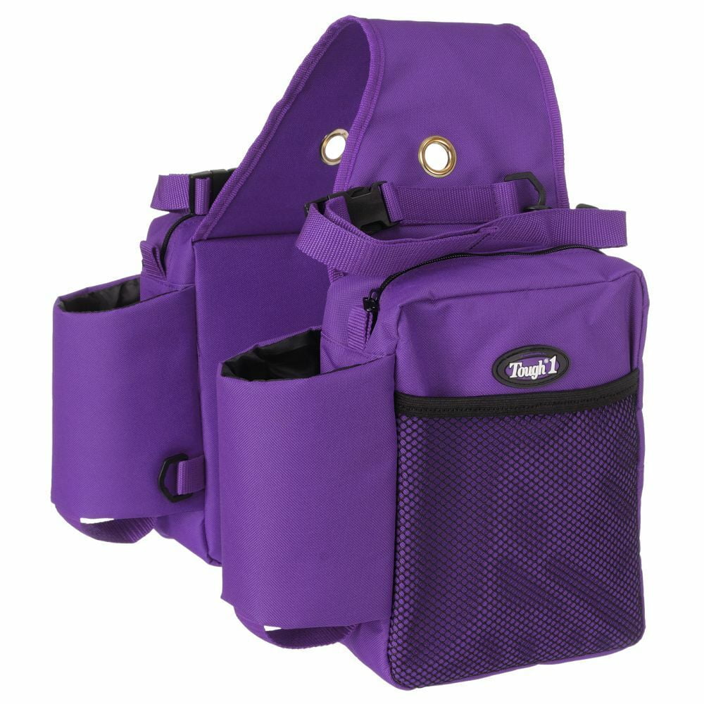 Tough1 Nylon Sizeaddle Bag w/Bottle Holders Purple
