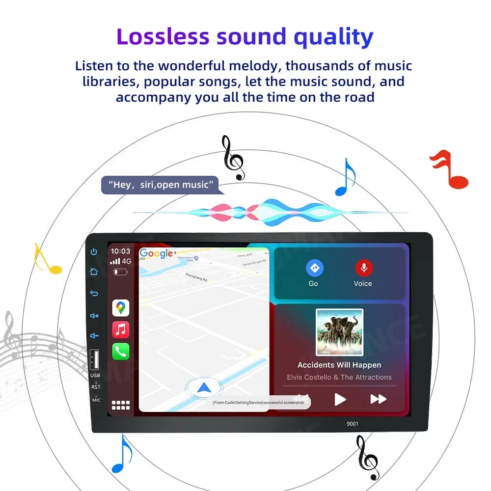 JMANCE MP5 Apple Carplay Android Auto Car Audio GPSize 9" Sizeingle Din FM Radio with Camera