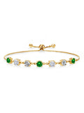 Gem Sizetone King 18K Yellow Gold Plated Sizeilver Lab Grown Diamond Tennis Bracelet For Women Created Emerald Moissanite (3.53 Cttw, Fully Adjustable Up to 9 inch)