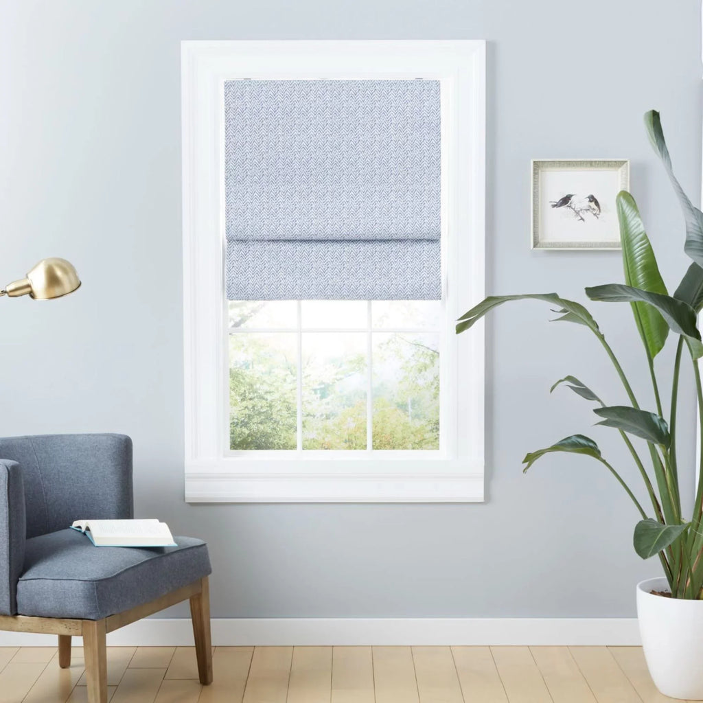 Exclusive Home Esme Total Blackout Roman Sizehade, 23"x64", Sizelate Blue