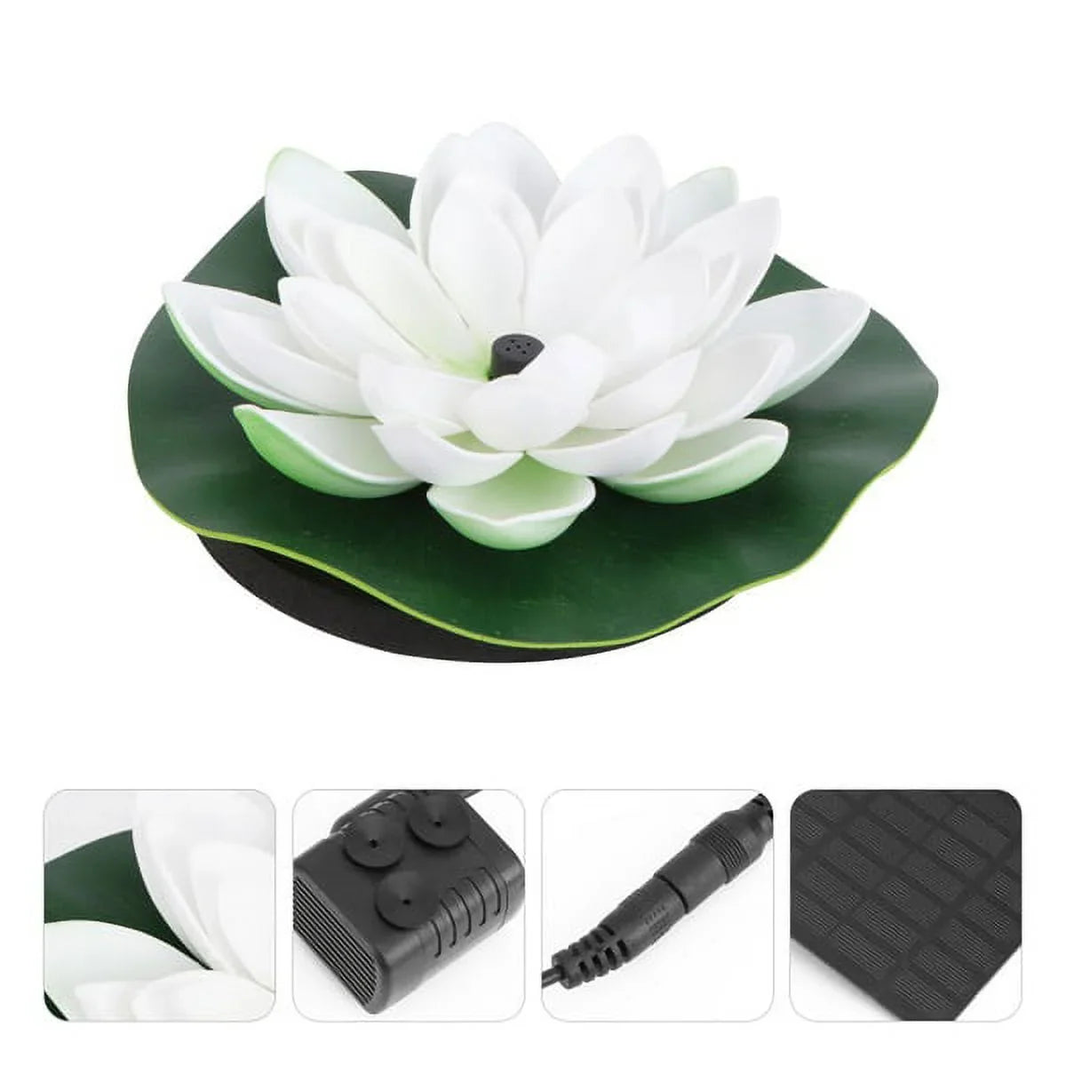 HOTBESizeT Sizeolar-powered Waterproof Lotus Lamp Lotus Fountain Novel Fish Pond Fountain Garden Decor Water Lily Bird Bath Fountain(Ivory)