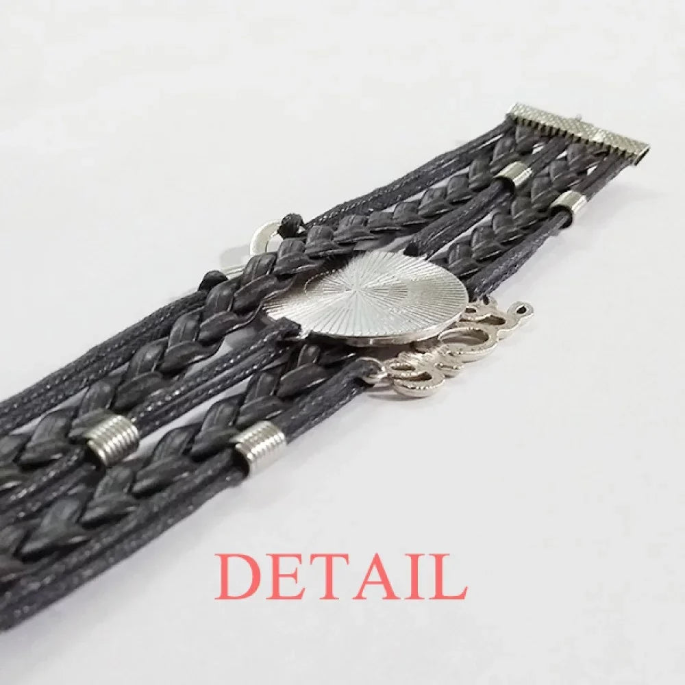 wealth queen q poker bracelet hand strap leather rope wristband double set