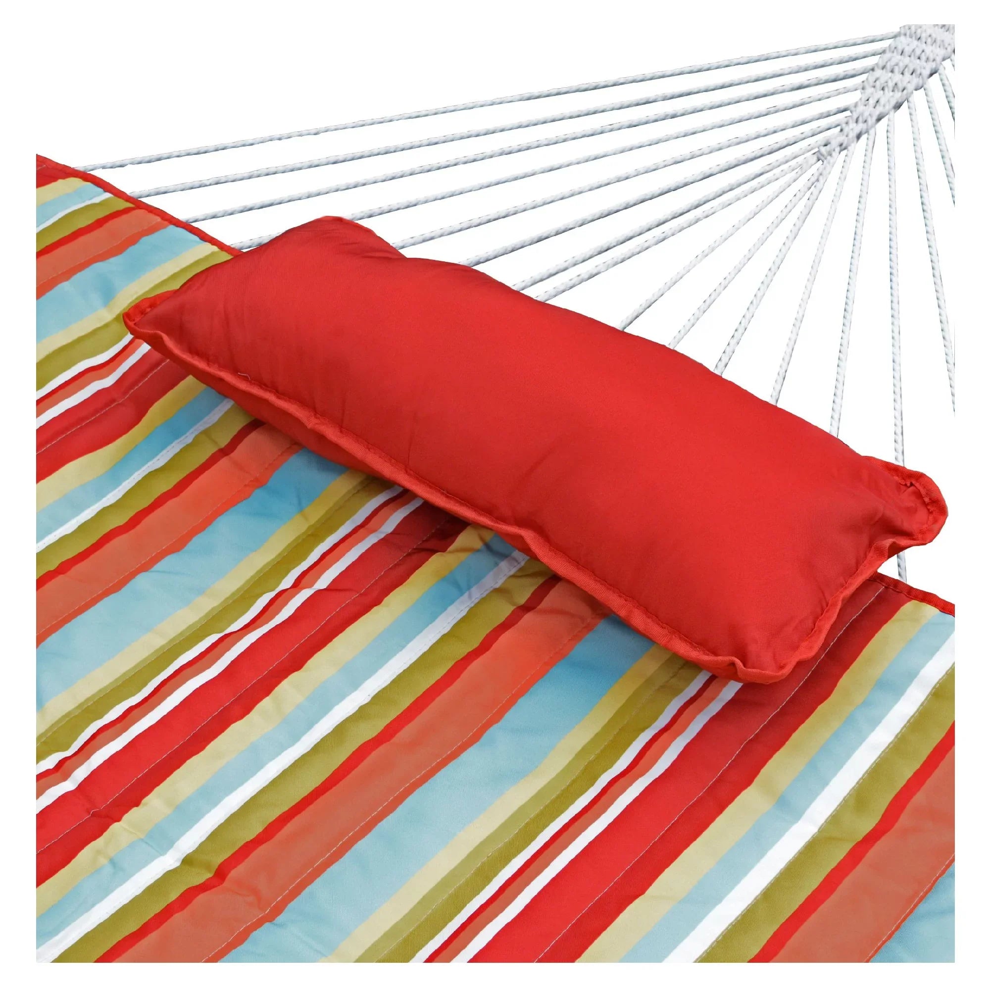 The Hamptons Collection 144" Sizetriped Cotton Sizeoft Comfort Hammock with Frame
