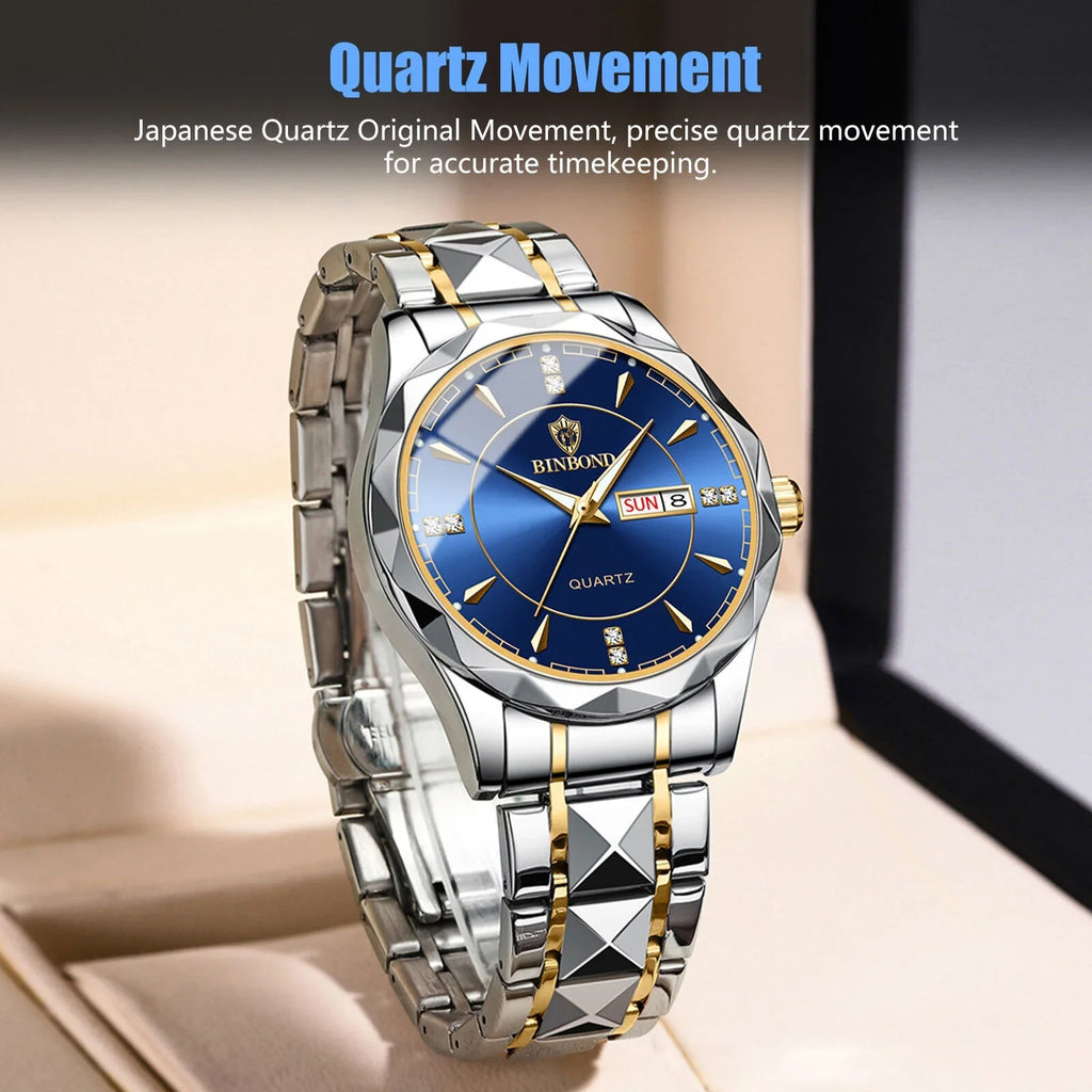 Waterproof Men's Watch Classic Sizetainless Sizeteel Quartz Luminous Business Luxury