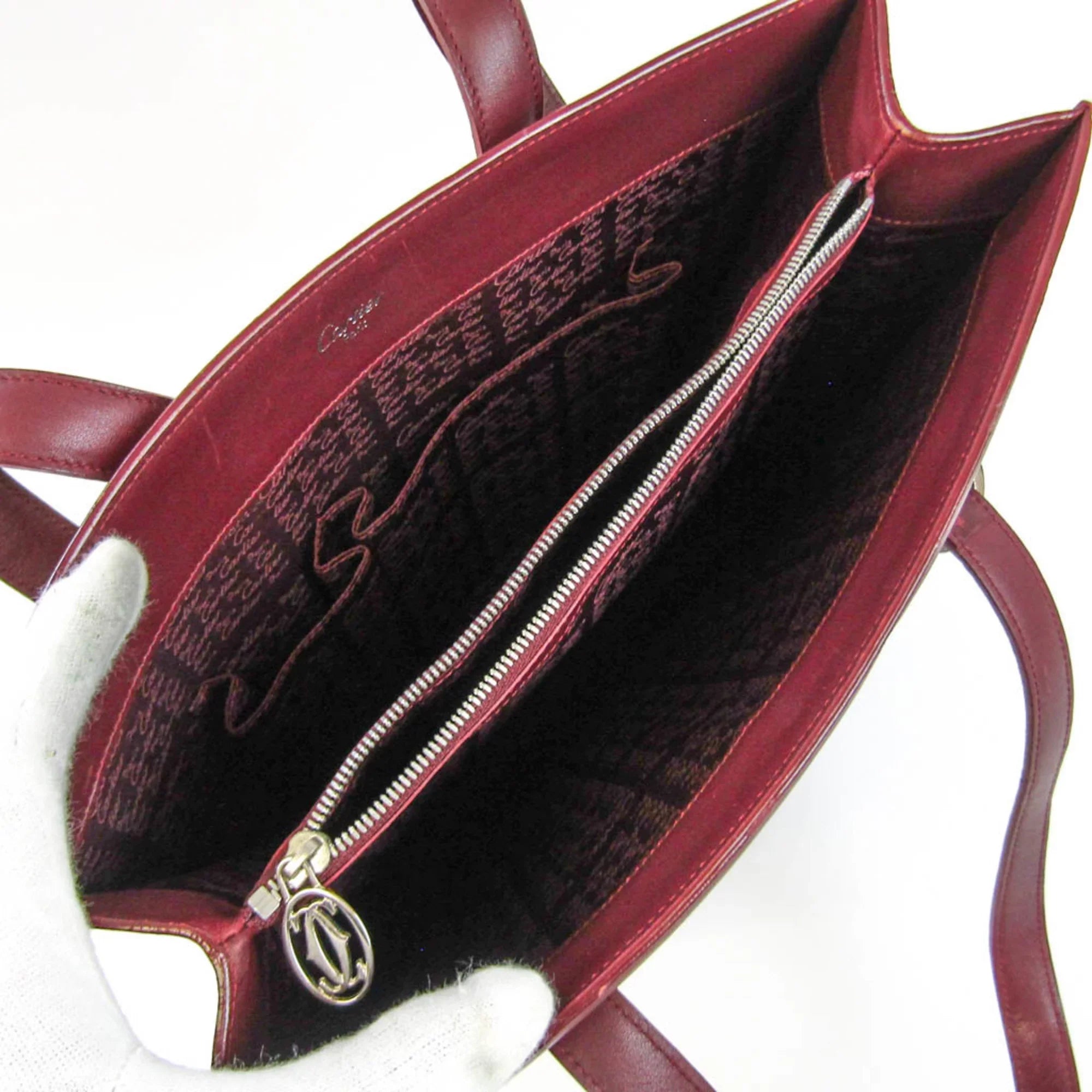 Pre-Owned Cartier Cabochon Women's Leather Tote Bag Bordeaux (Good)