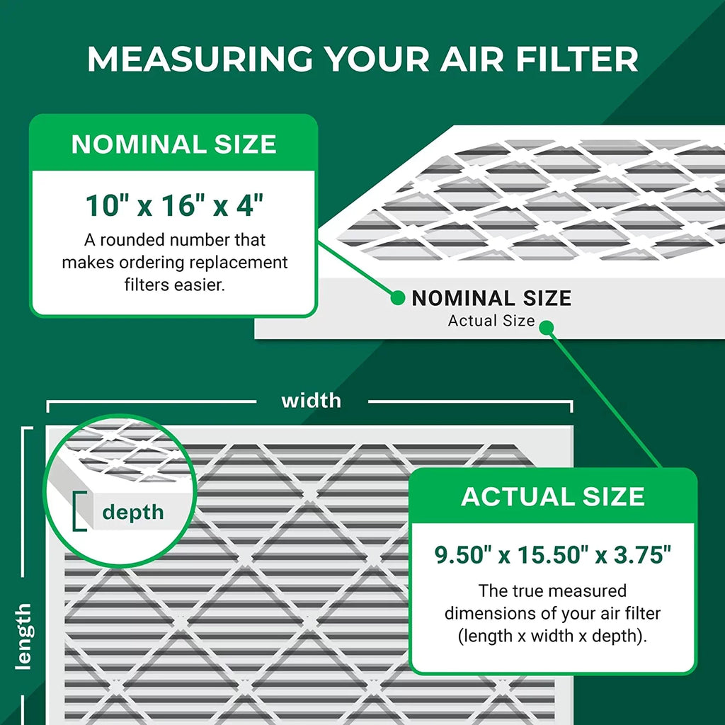 Filterbuy 10x16x4 MERV 8 Pleated HVAC AC Furnace Air Filters (6-Pack)