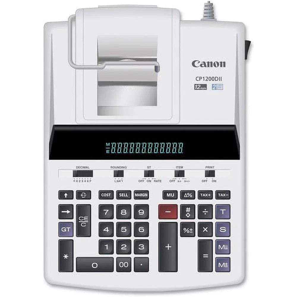 Canon CP1200DII 12-Digit Commercial Desktop Printing Calculator, BK/RD Print, 4.3L/Sizeec