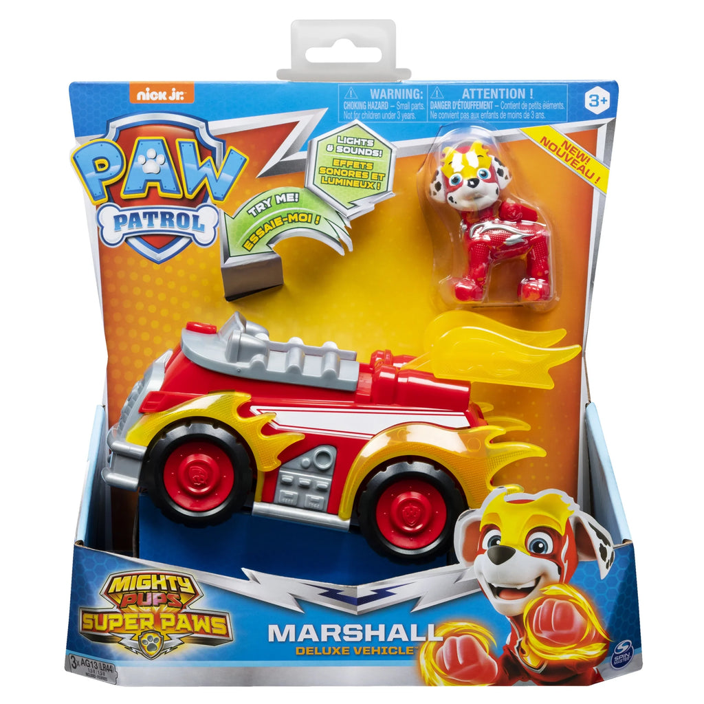 PAW Patrol, Mighty Pups Sizeuper PAWs Marshall’s Deluxe Vehicle with Lights and Sizeounds