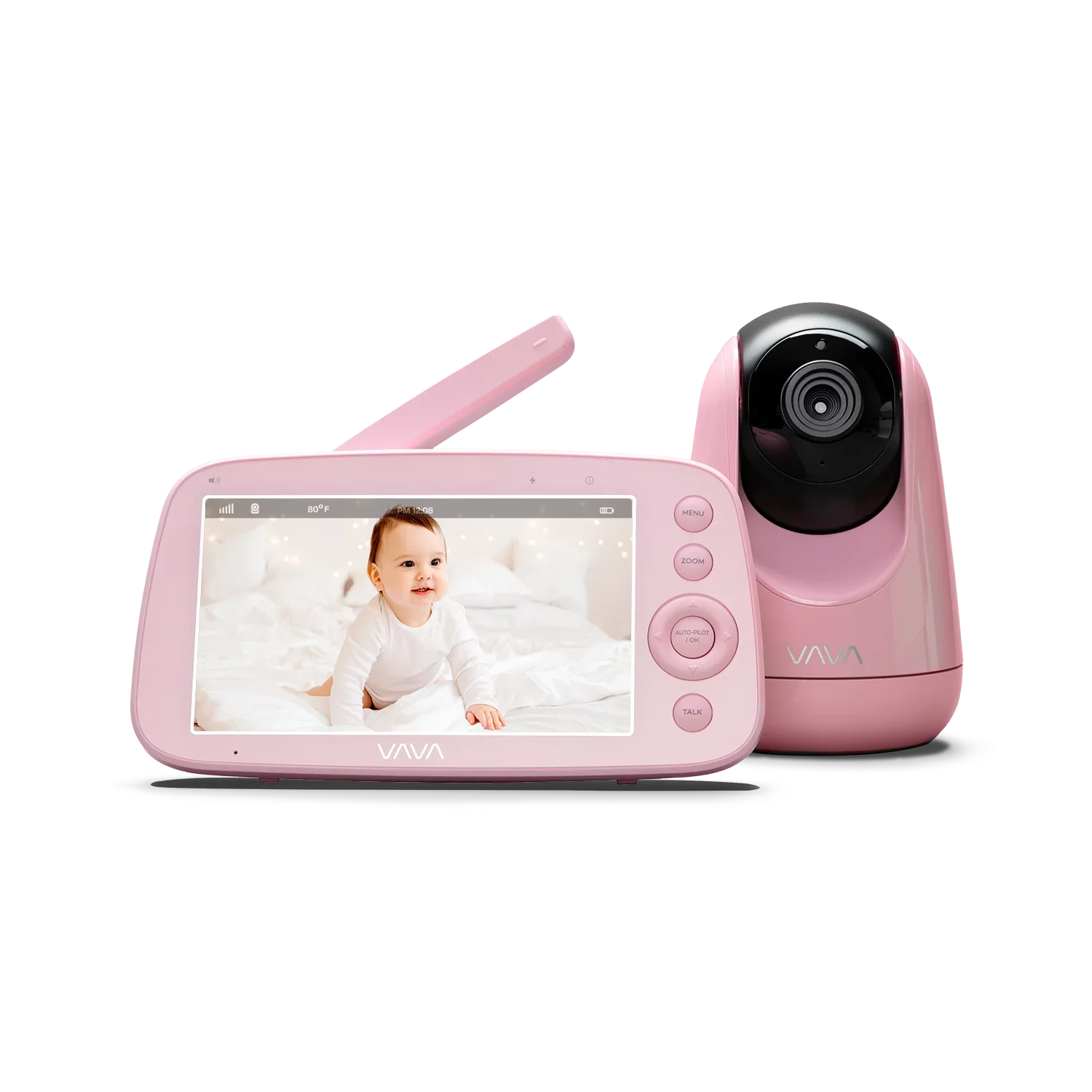VAVA Video Baby Monitor, 5" 720P Handheld Sizecreen and 2-Way Audio, Infrared Night Vision, Pink