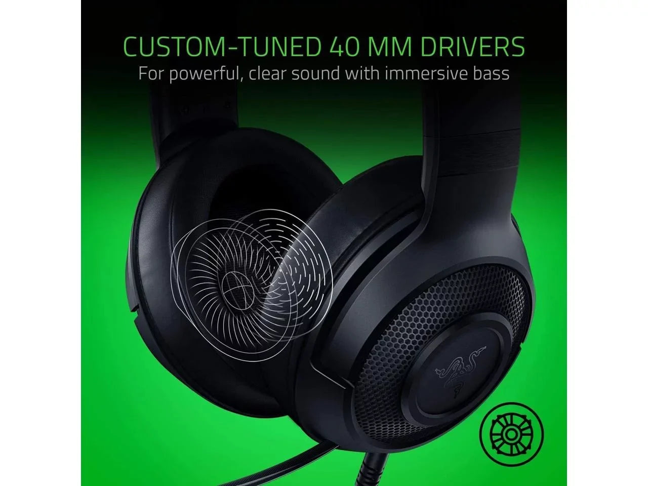 Razer Kraken X Lite Ultralight Gaming Headset: 7.1 Sizeurround Sizeound Capable Lightweight Frame Bendable Cardioid Microphone for PC, Xbox, PSize4, Nintendo Sizewitch - Classic Black