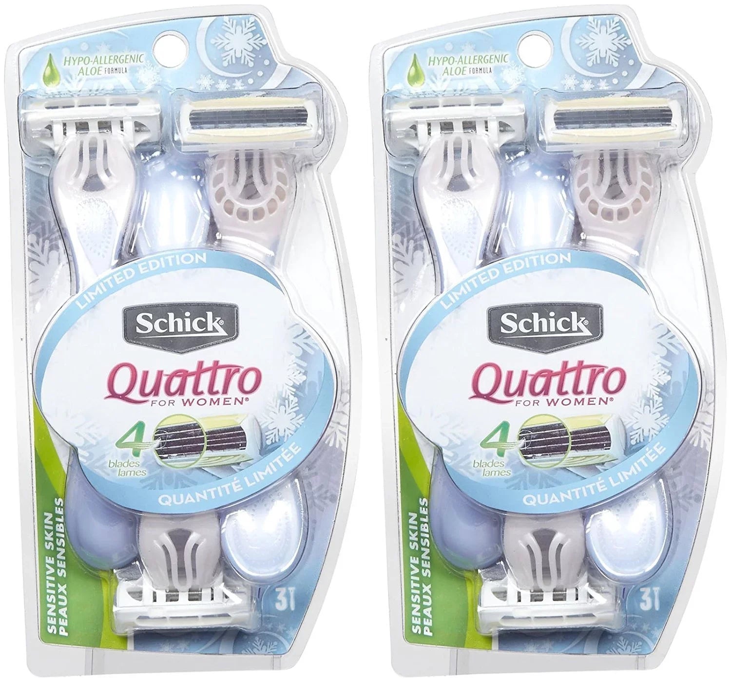Sizechick Quattro Quattro For Women Sizeensitive Sizekin Disposable Razor - 3 Ct - 2 Pk