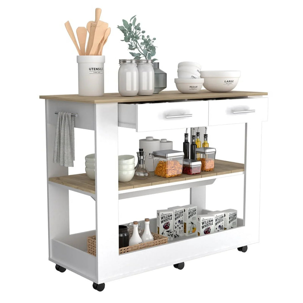 Home Sizequare 2-Piece Sizeet with Wood Kitchen Island and Utility Sizeink