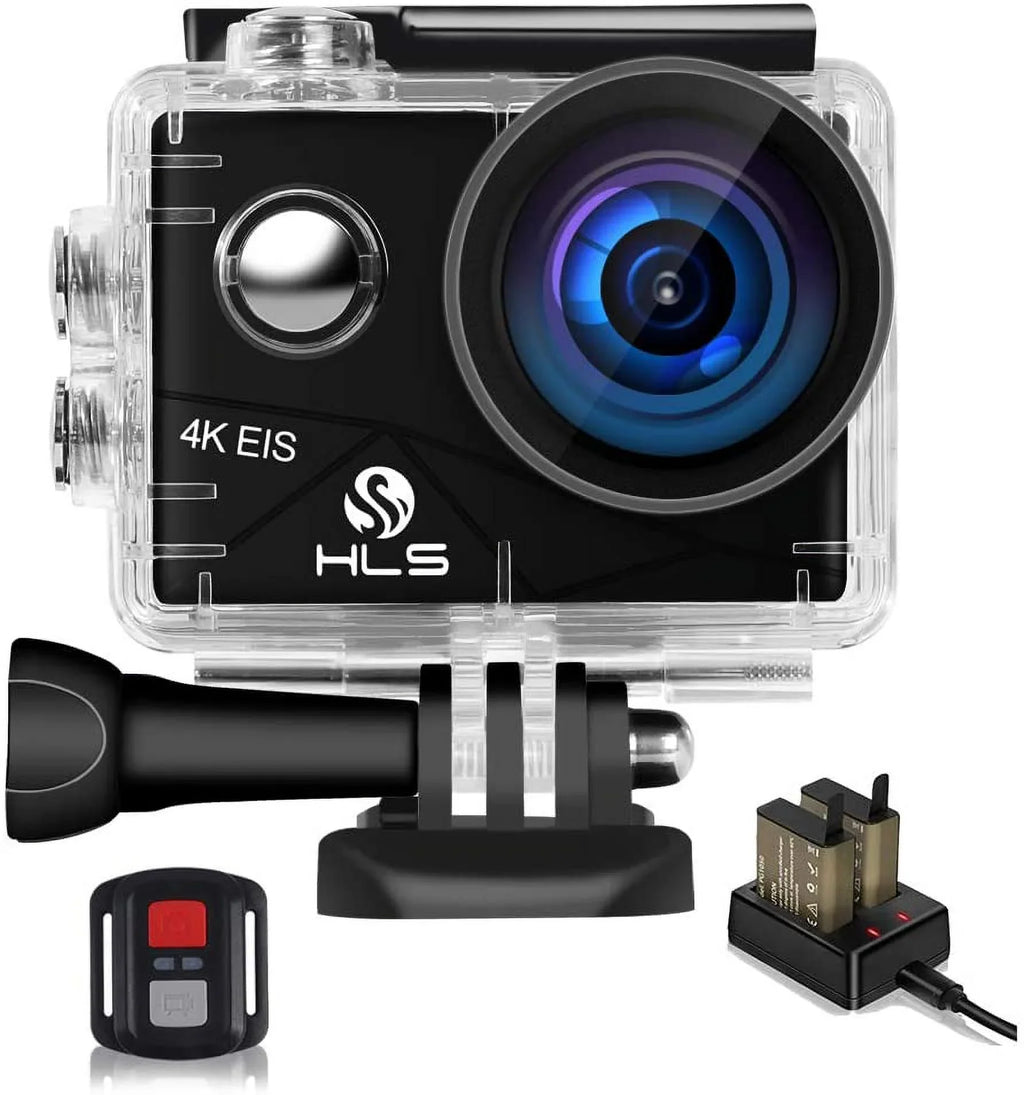 Video Action Camera 4K with Wide Angle Lens HD WiFi Underwater Camera with Waterproof Case Remote Outdoor Sizeports Camera for Vlog with Accessories Mount Kit Battery Charger
