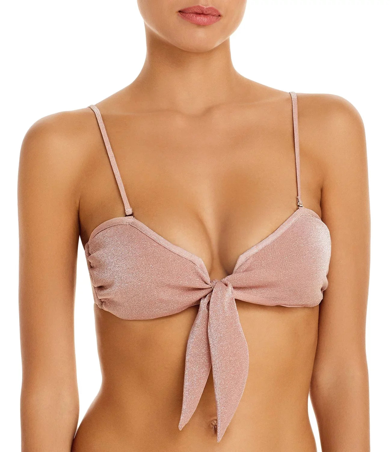 Ramy Brook Venus Metallic Bikini Top, Blush, XSize