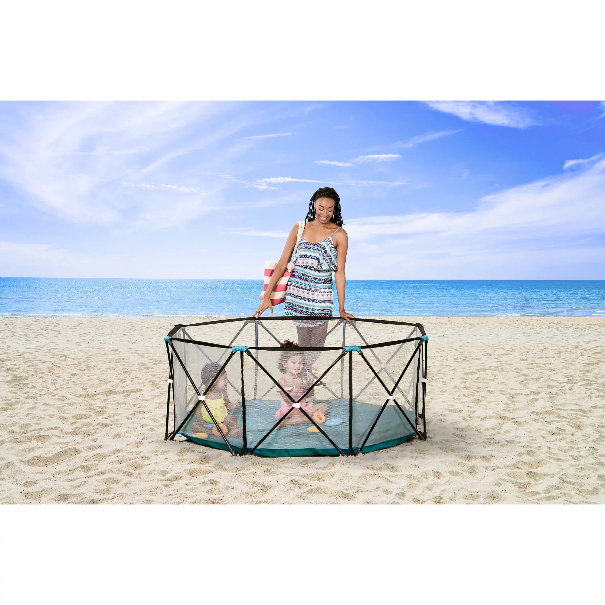 Regalo My Play® Portable Play Yard Indoor and Outdoor, Teal, 8-Panel, Portable, Unisex