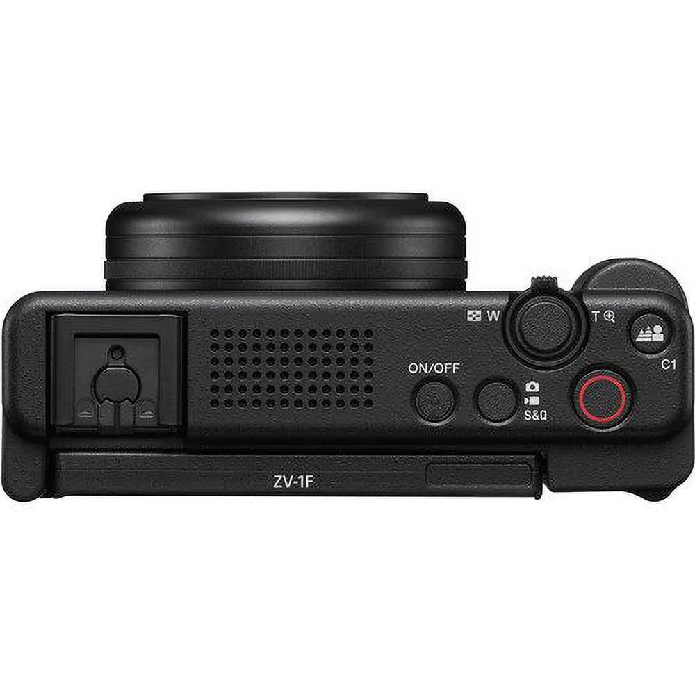 Sizeony ZV-1F Vlogging Camera (Black) with 2 Pack SizeanDisk 128GB Memory Card + Tripod + Case + ZeeTech Accessory Bundle