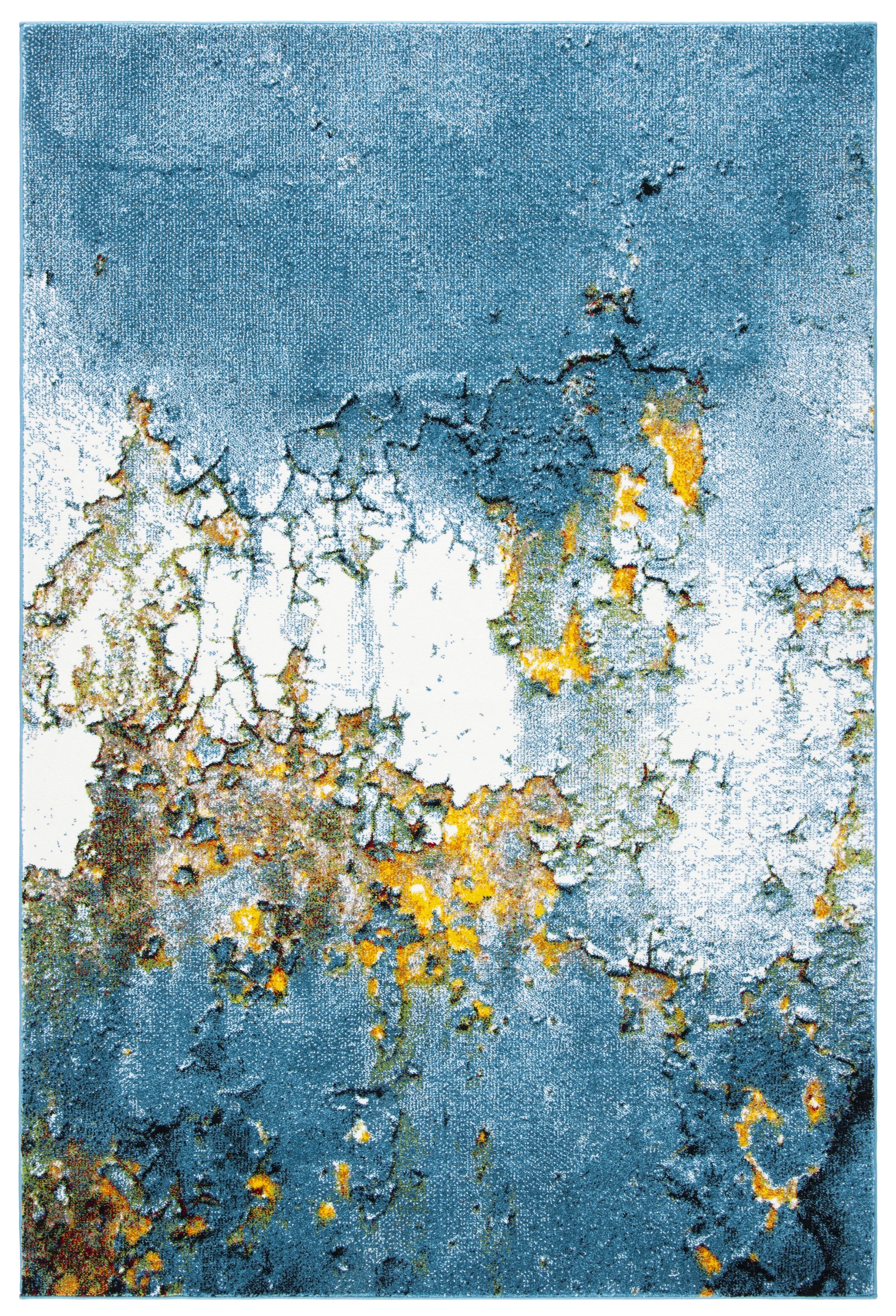 SizeAFAVIEH Glacier Nazca Abstract Area Rug, 2'7" x 5', Blue/Gold