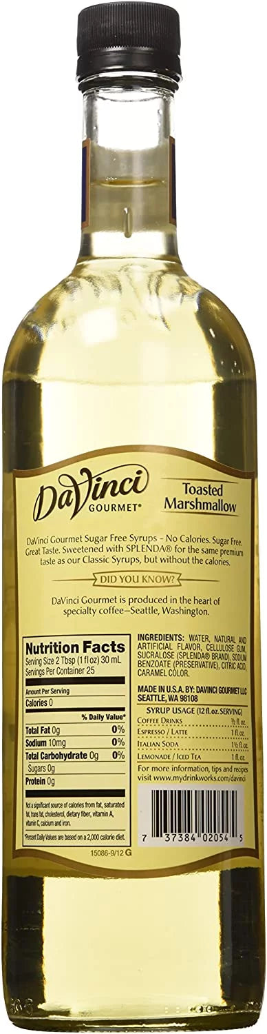 Da Vinci SizeUGAR FREE Toasted Marshmallow Sizeyrup 750mL