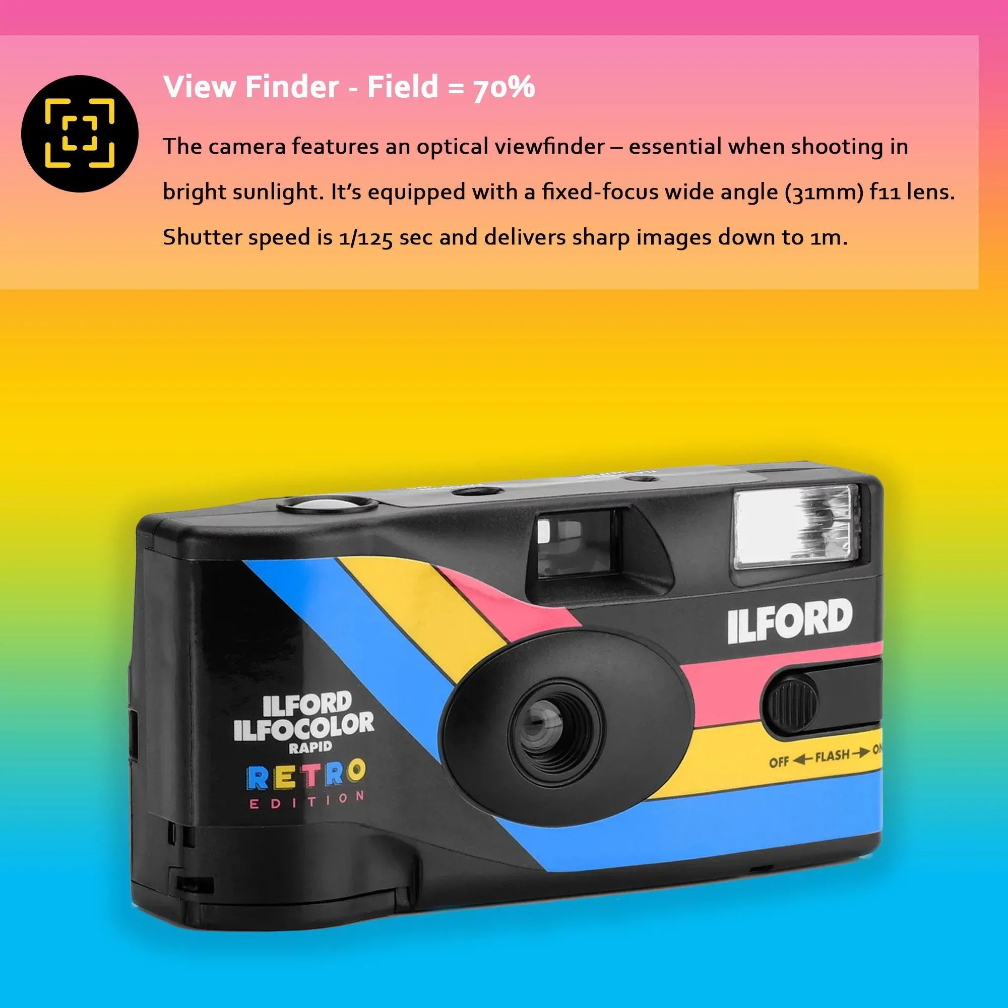 Ilford Ilfocolor Rapid Retro Sizeingle Use Camera + Lens Cap Holder