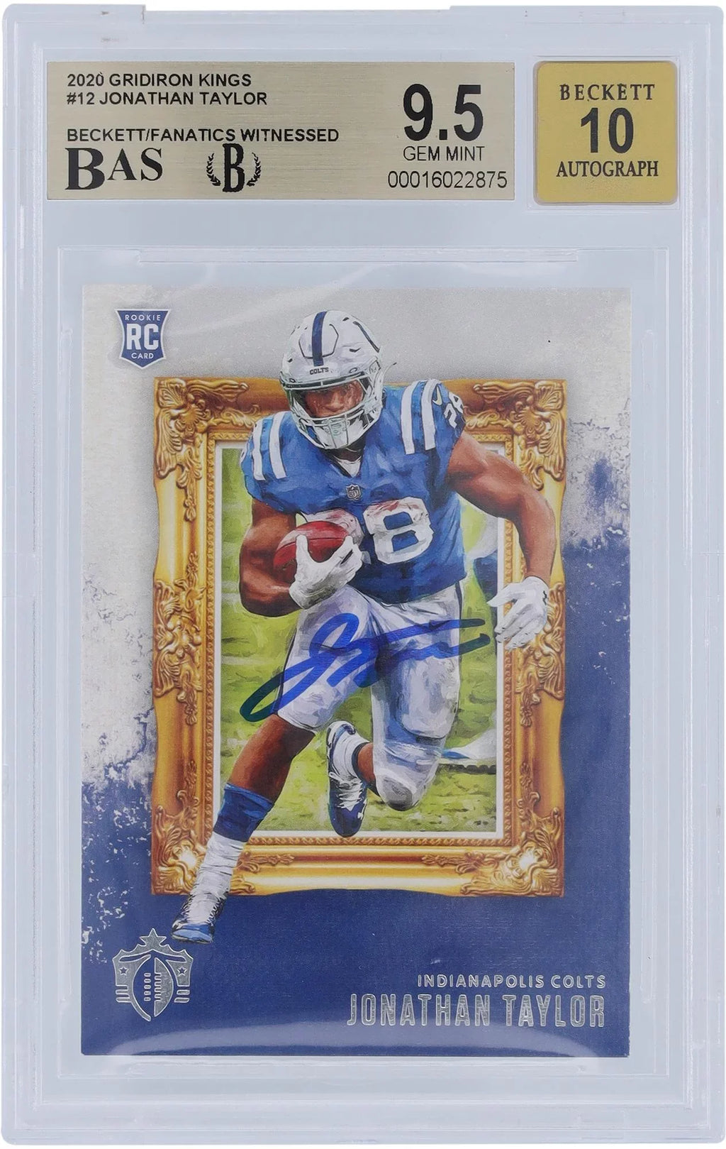 Jonathan Taylor Indianapolis Colts Autographed 2020 Panini Gridiron Kings #GK-12 Beckett Fanatics Witnessed Authenticated 9.5/10 Rookie Card - Fanatics Authentic Certified