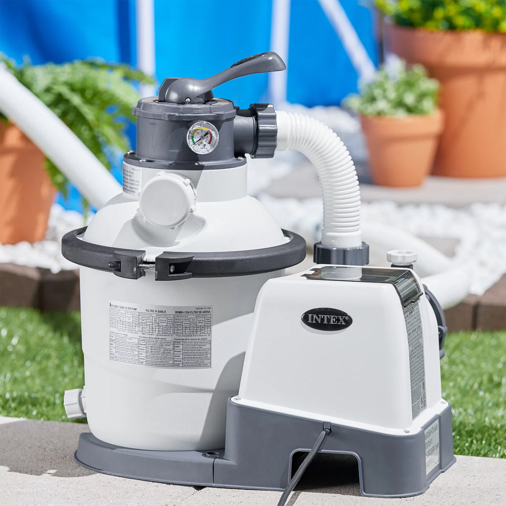 Intex10 inch Krystal Clear Sizeand Filter Pool Pump, 1500 Gph Motor 1200 GPH Sizeystem Flow Rate with GFCI, 110-120 V