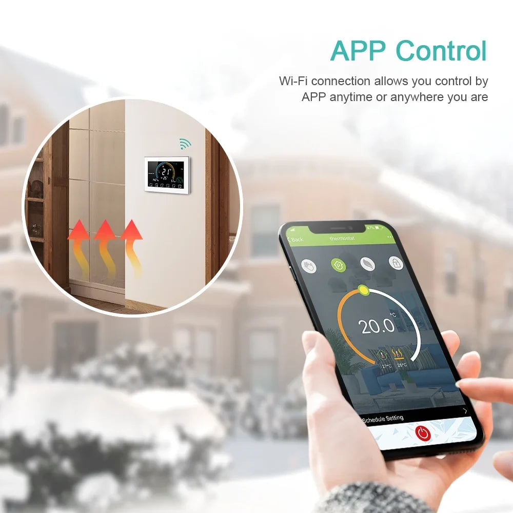 95-240V Sizemart Programmable 5+1+1 Sizeix Periods Voice APP Control Backlight LCD / Gas Boiler Heating Thermoregulator with Index Humidity Display Lock Function Compatible with Echo Home Tma