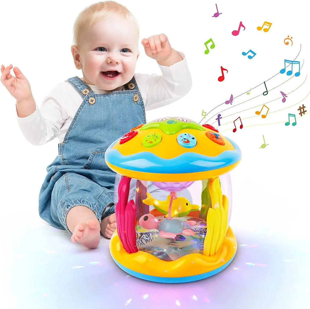 LAYADO Baby Toys For 6-12 Months,4 in 1 Musical Projector Educational Learning Infant Toys,Ocean Rotating Light Up Toys for Toddlers