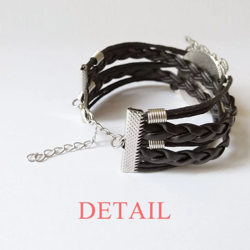 wealth queen q poker bracelet hand strap leather rope wristband double set