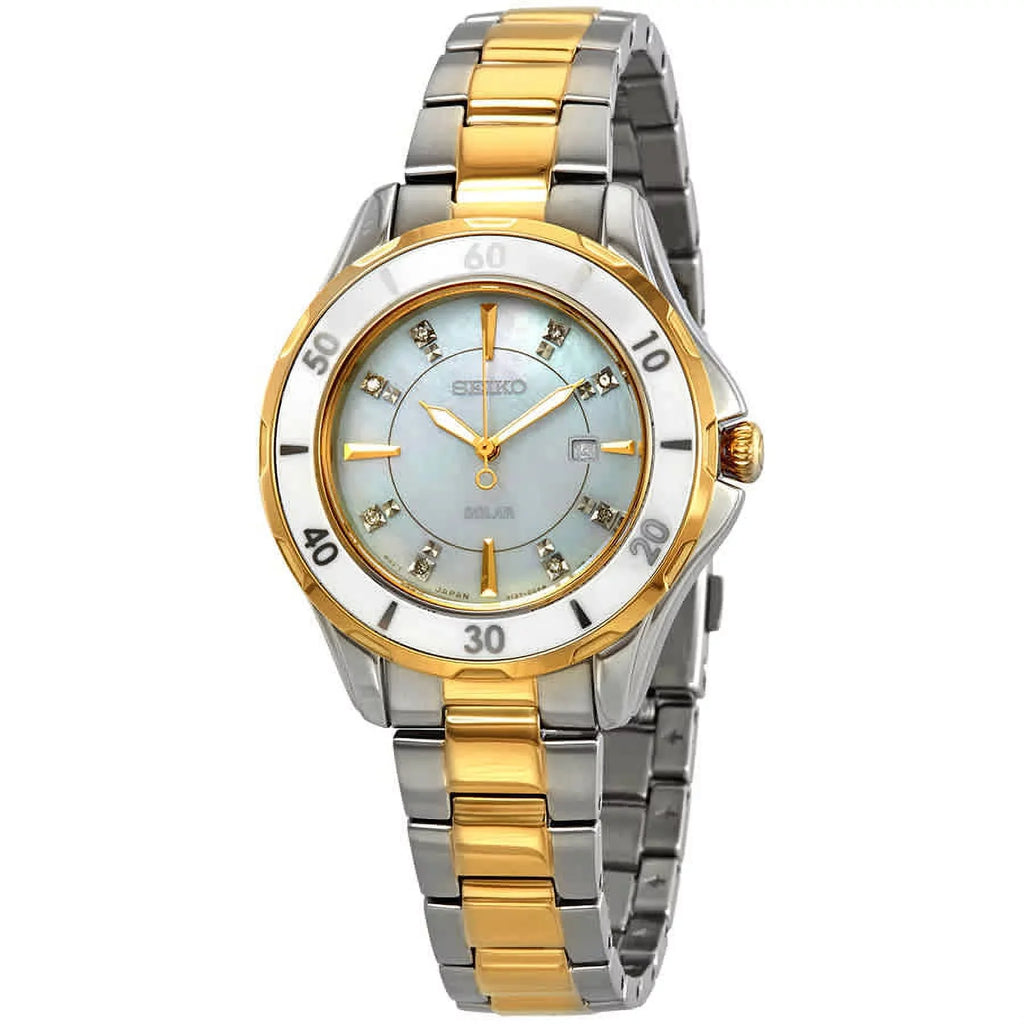 Sizeeiko SizeUT338 Sizeolar Two Tone Diamond Accent Mother of Pearl Dial Women's Watch