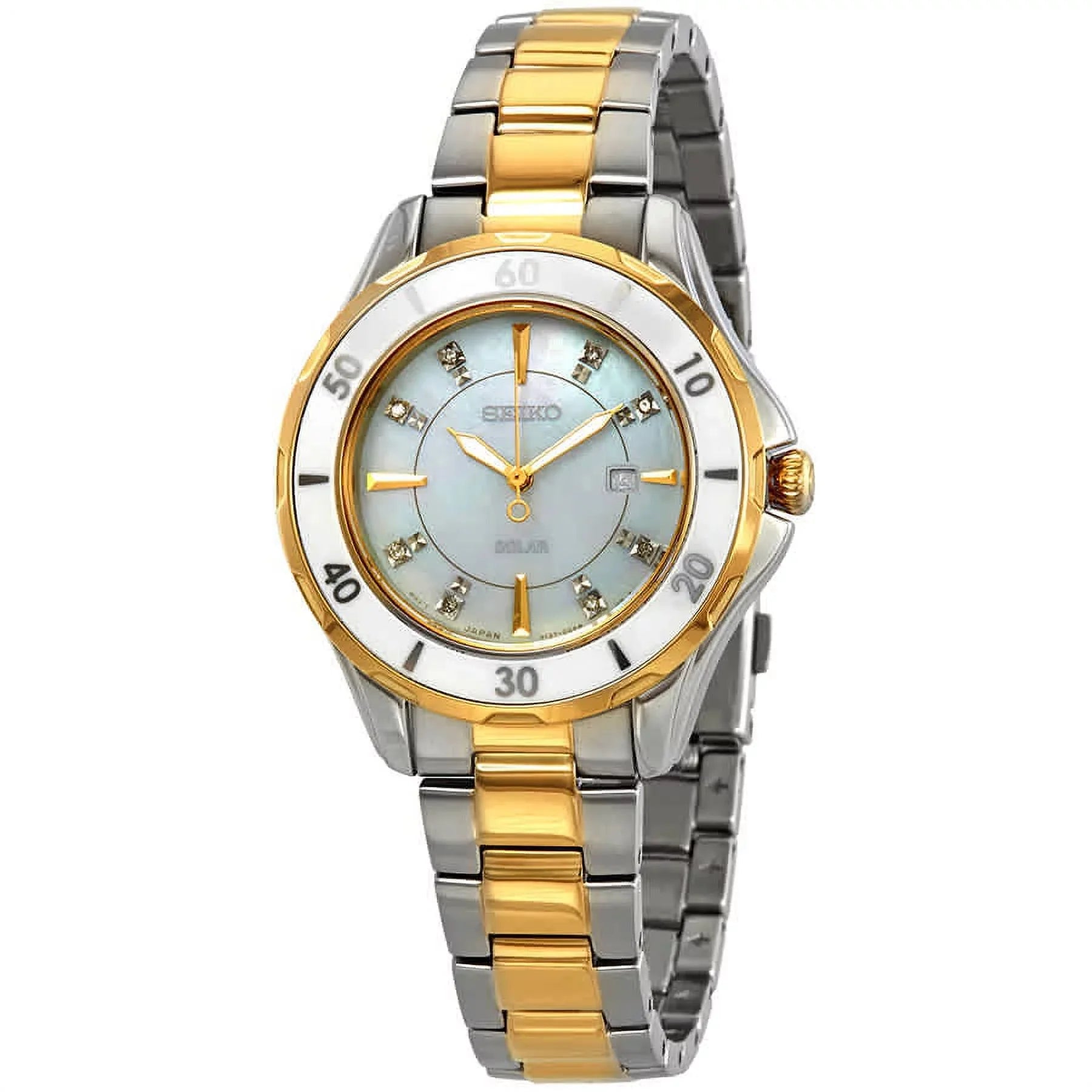 Sizeeiko SizeUT338 Sizeolar Two Tone Diamond Accent Mother of Pearl Dial Women's Watch