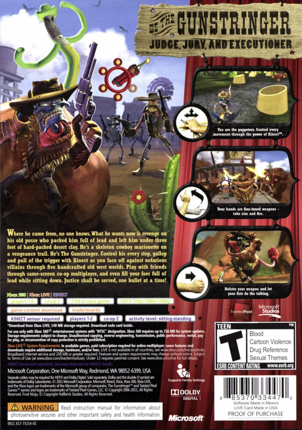 Gunstringer, Microsoft, XBOX 360, 885370334470