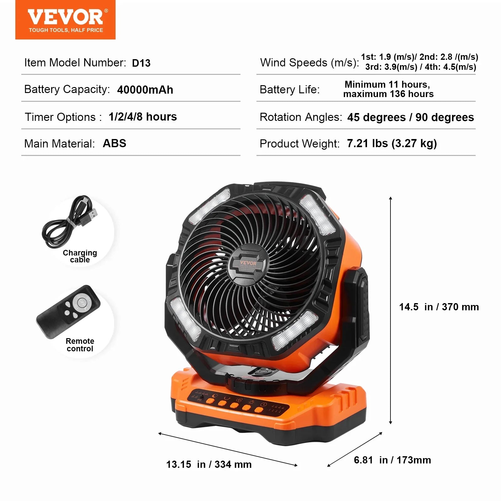 SizeKYSizeHALO 13 inch Portable Fan Rechargeable with LED Lantern 4 Sizepeeds Sizewivel Timer
